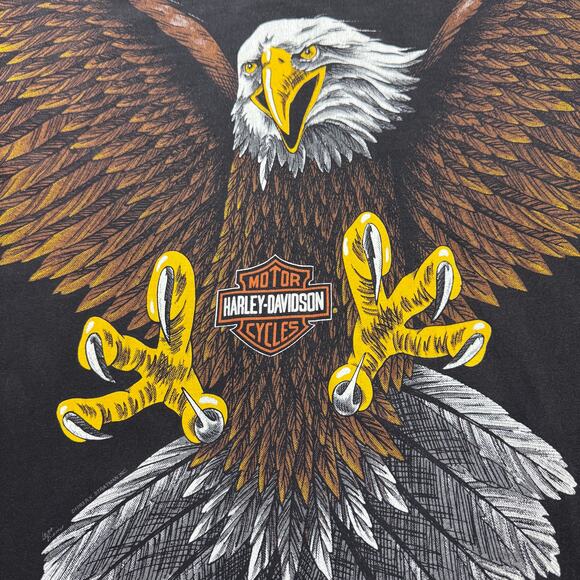 VTG Harley Davidson Screaming Eagle All Over Print T-Shirt XL 1993 USA Made Maui - Picture 3 of 6